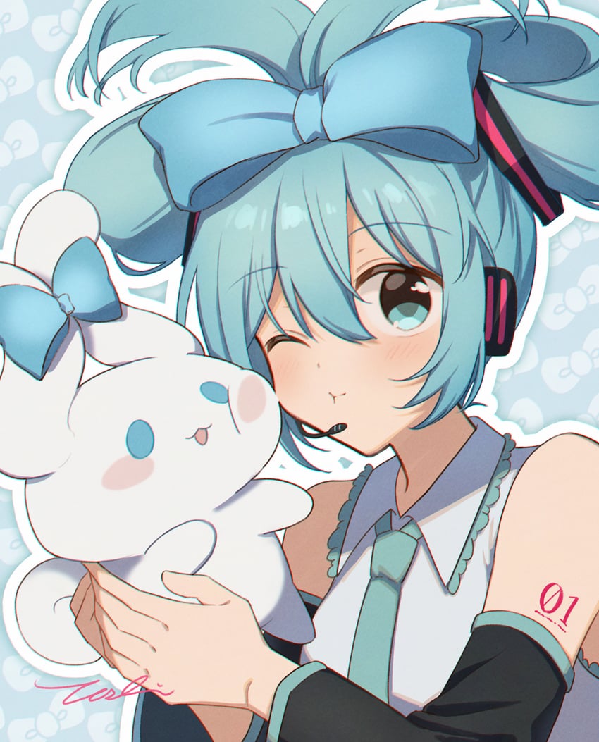 hatsune miku, cinnamoroll, and cinnamiku (vocaloid and 2 more) drawn by tasi_y