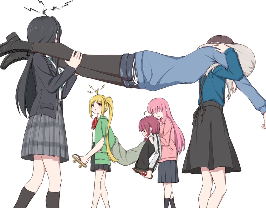 gotoh hitori, ijichi nijika, iseri nina, kawaragi momoka, hiroi kikuri, and 1 more (bocchi the rock! and 1 more) drawn by anglediana