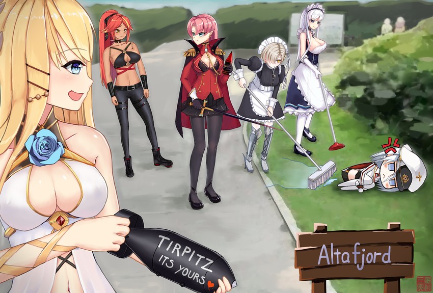 belfast, sheffield, tirpitz, victorious, duke of york, and 2 more (azur lane and 1 more) drawn by zhongxun_sanshuang