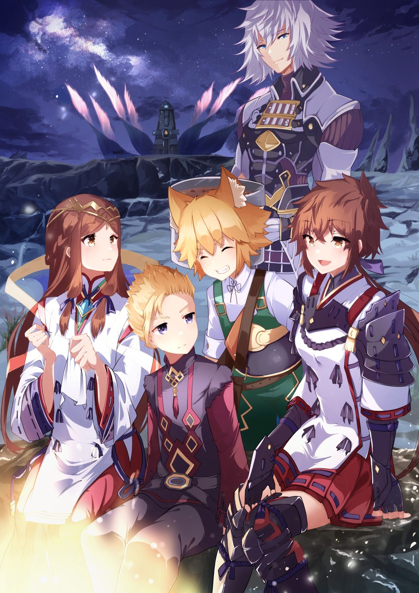 lora, jin, fan la norne, mikhail, and milton (xenoblade chronicles and 2 more) drawn by risumi_(taka-fallcherryblossom)