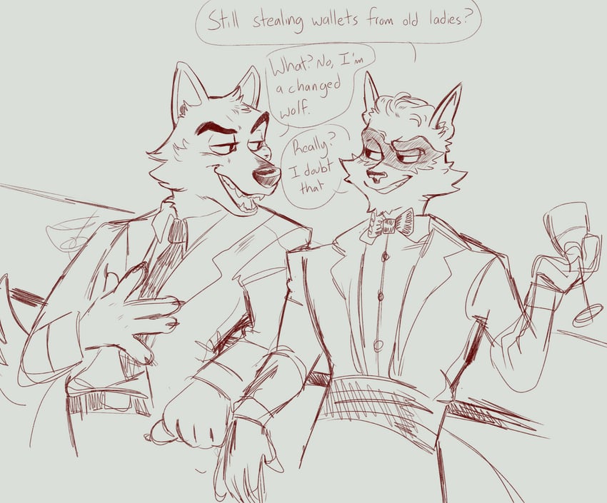 sly cooper and mr. wolf (sly cooper and 1 more) drawn by katiewilliams