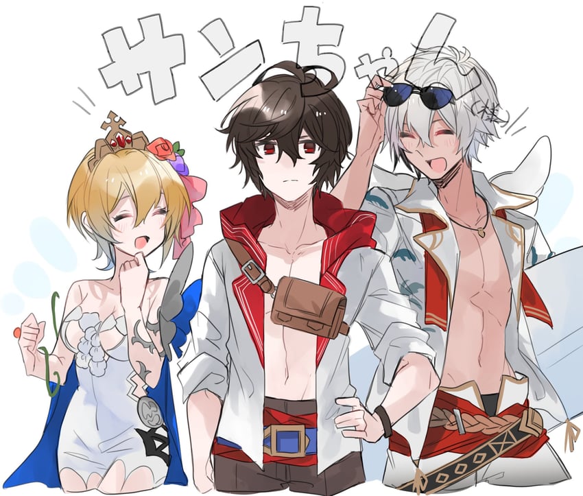 sandalphon, europa, and lucio (granblue fantasy) drawn by yakota_(usuk-yako)