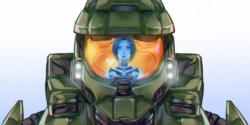master chief and cortana (halo and 1 more) drawn by sky_kiki
