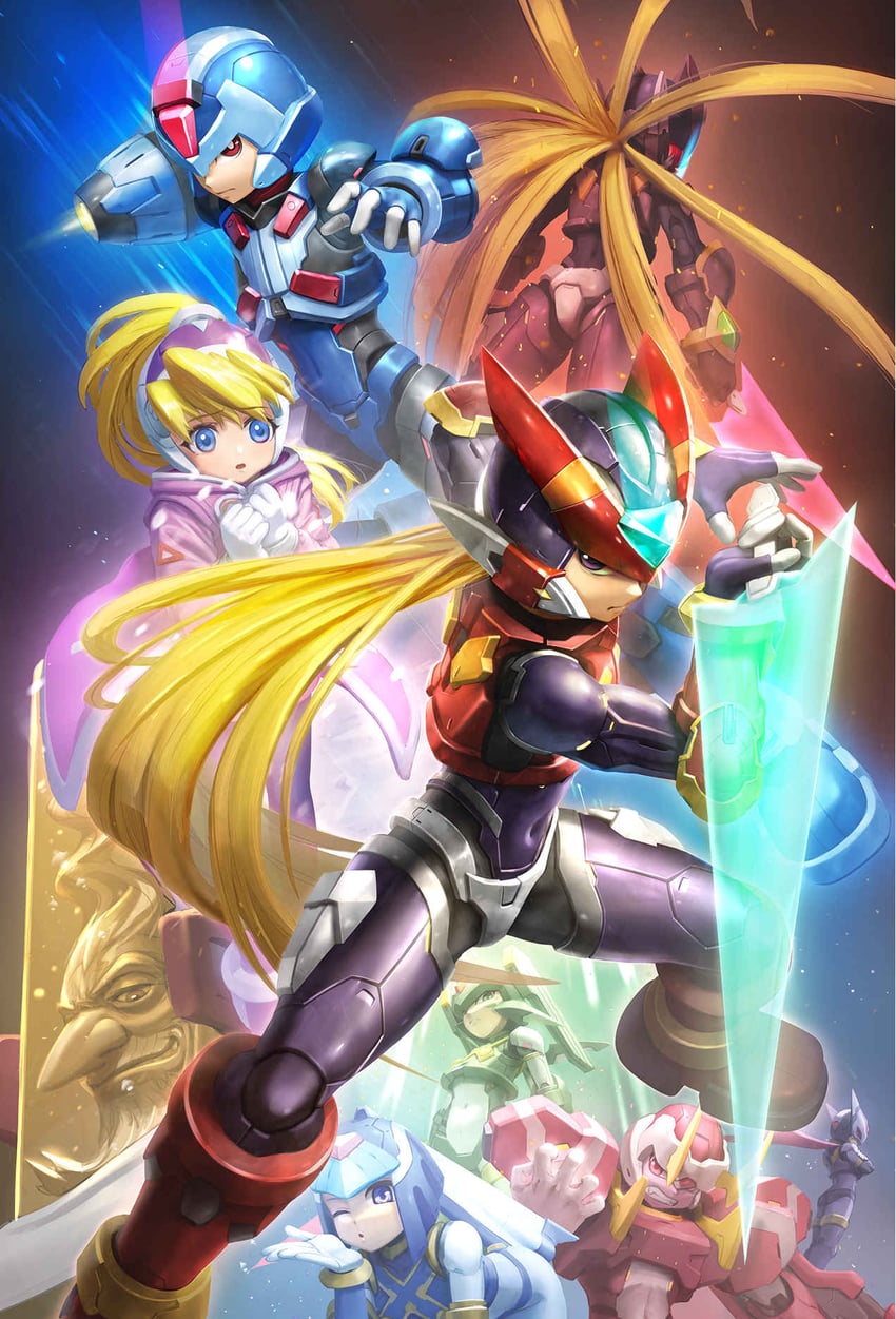 zero, zero(z), fairy leviathan, ciel, sage harpuia, and 5 more (mega man and 3 more) drawn by neocity222