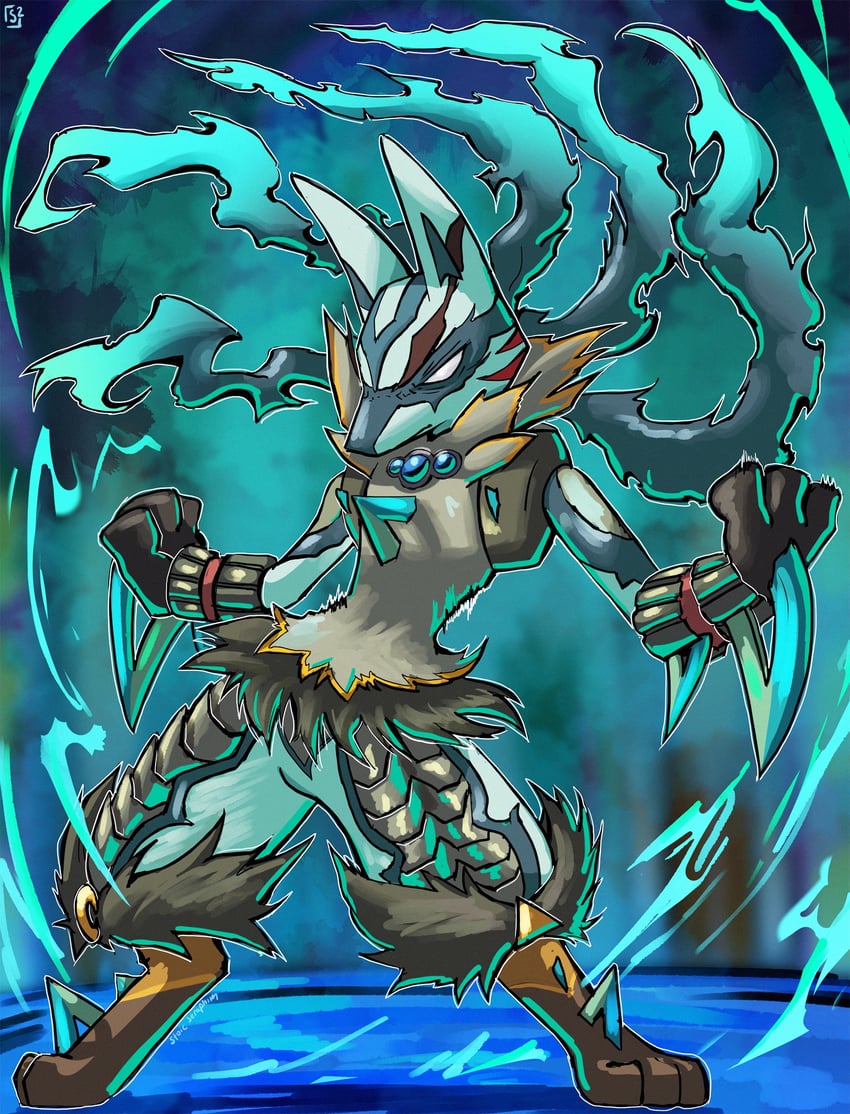 lucario and fierce deity (pokemon and 3 more) drawn by stoic_seraphim