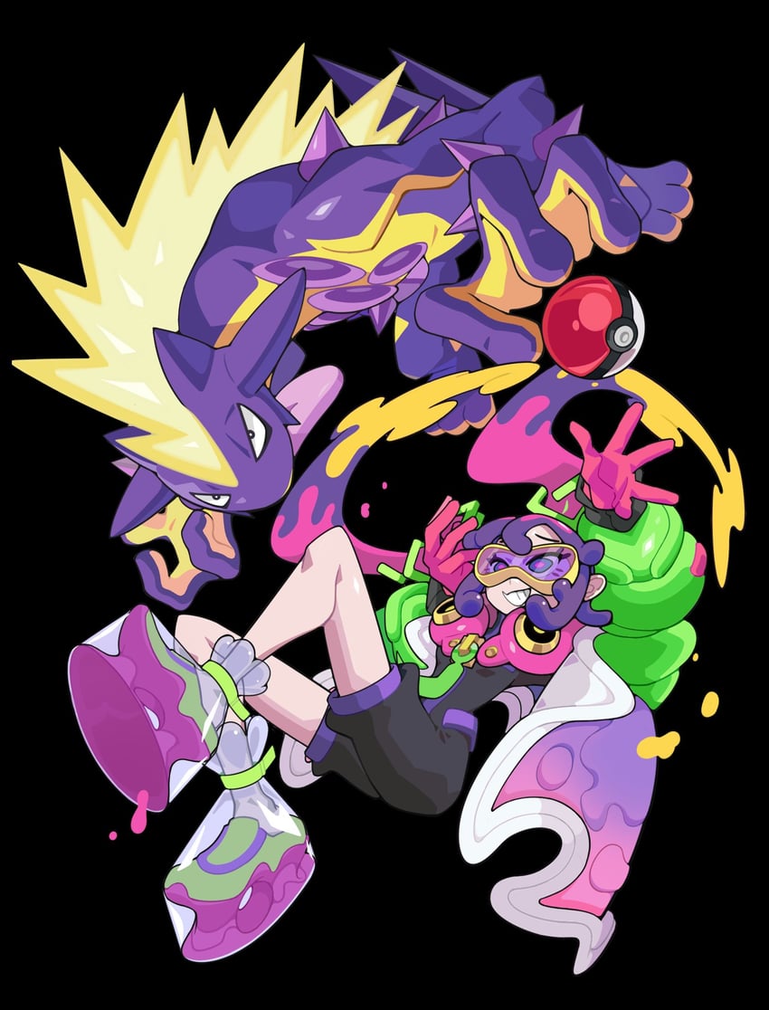 hatsune miku, toxtricity, and poison miku (pokemon and 2 more) drawn by asdfgh200218