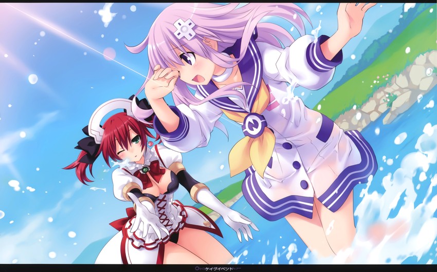 nepgear and cave (neptune and 1 more) drawn by tsunako
