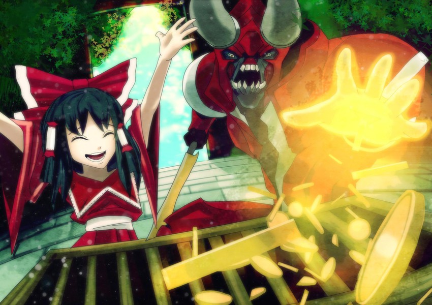 hakurei reimu and doom (touhou and 2 more) drawn by anonymous_(last_wine)