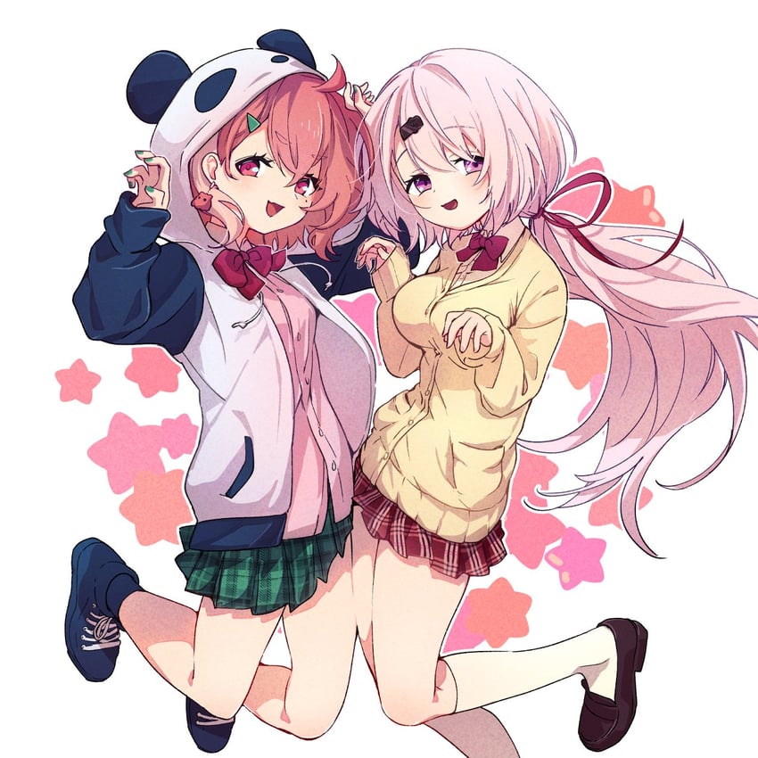 shiina yuika and sasaki saku (nijisanji) drawn by mu_(mumemo_o2)