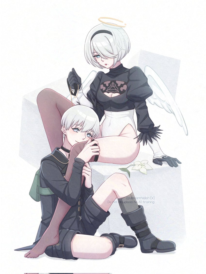 2b and 9s (nier and 1 more) drawn by lamdanthefish