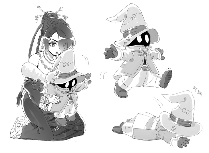 black mage, vivi ornitier, and lulu (final fantasy and 2 more) drawn by dede_(qwea_00000)