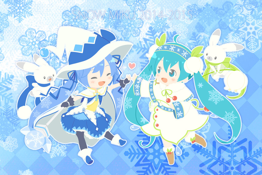 hatsune miku, yuki miku, and rabbit yukine (vocaloid and 1 more) drawn by samsung_(yuzuikka)