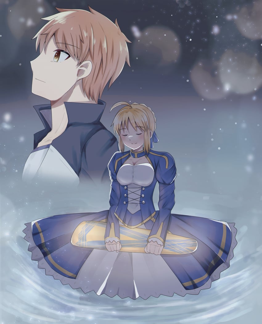 artoria pendragon, saber, and emiya shirou (fate and 1 more) drawn by keinena3015