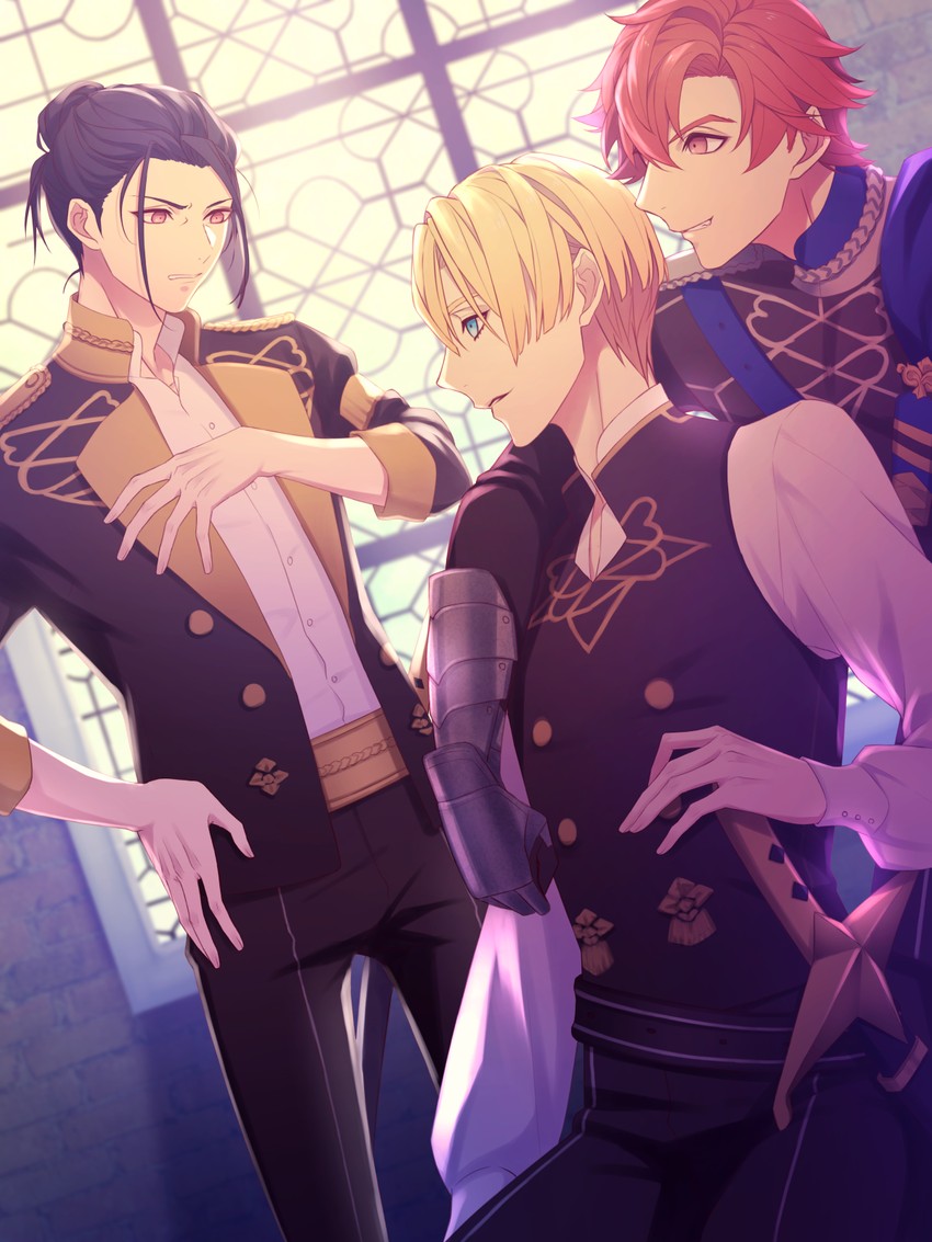 dimitri alexandre blaiddyd, sylvain jose gautier, and felix hugo fraldarius (fire emblem and 1 more) drawn by ybaoi