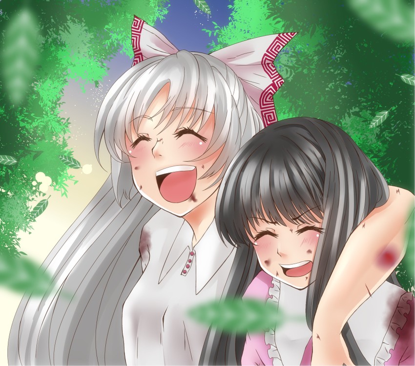 fujiwara no mokou and houraisan kaguya (touhou) drawn by papirorooru