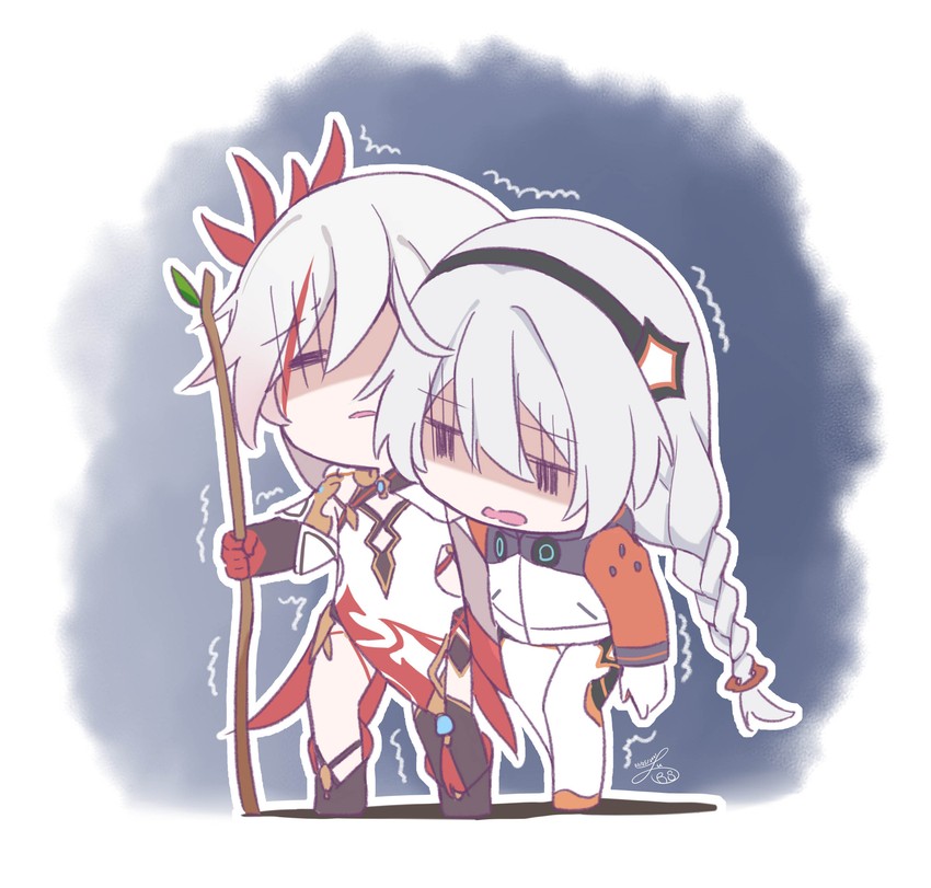 kiana kaslana and fu hua (honkai and 1 more) drawn by irisxu2624