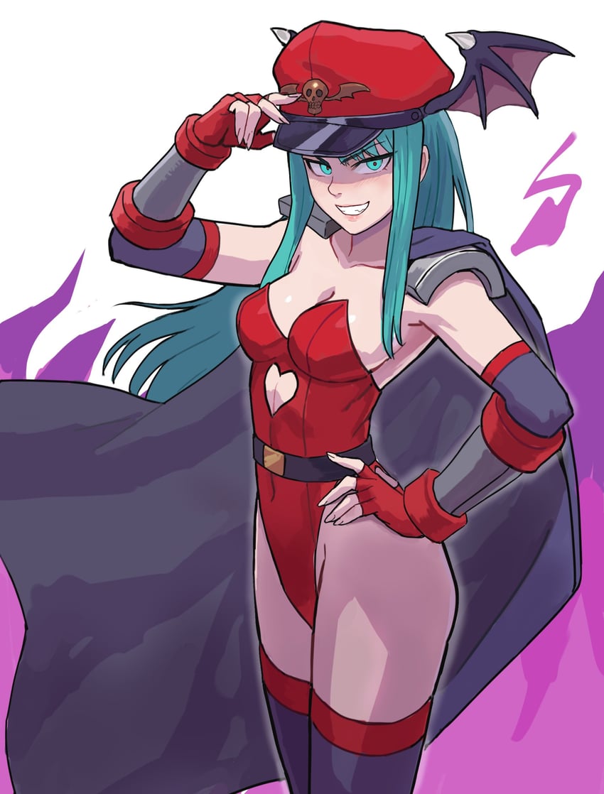 morrigan aensland and m. bison (street fighter and 2 more) drawn by watcher_hollow