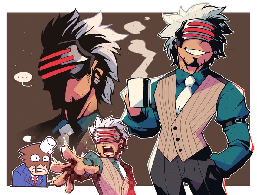 phoenix wright and godot (ace attorney and 1 more) drawn by rariatto_(ganguri)