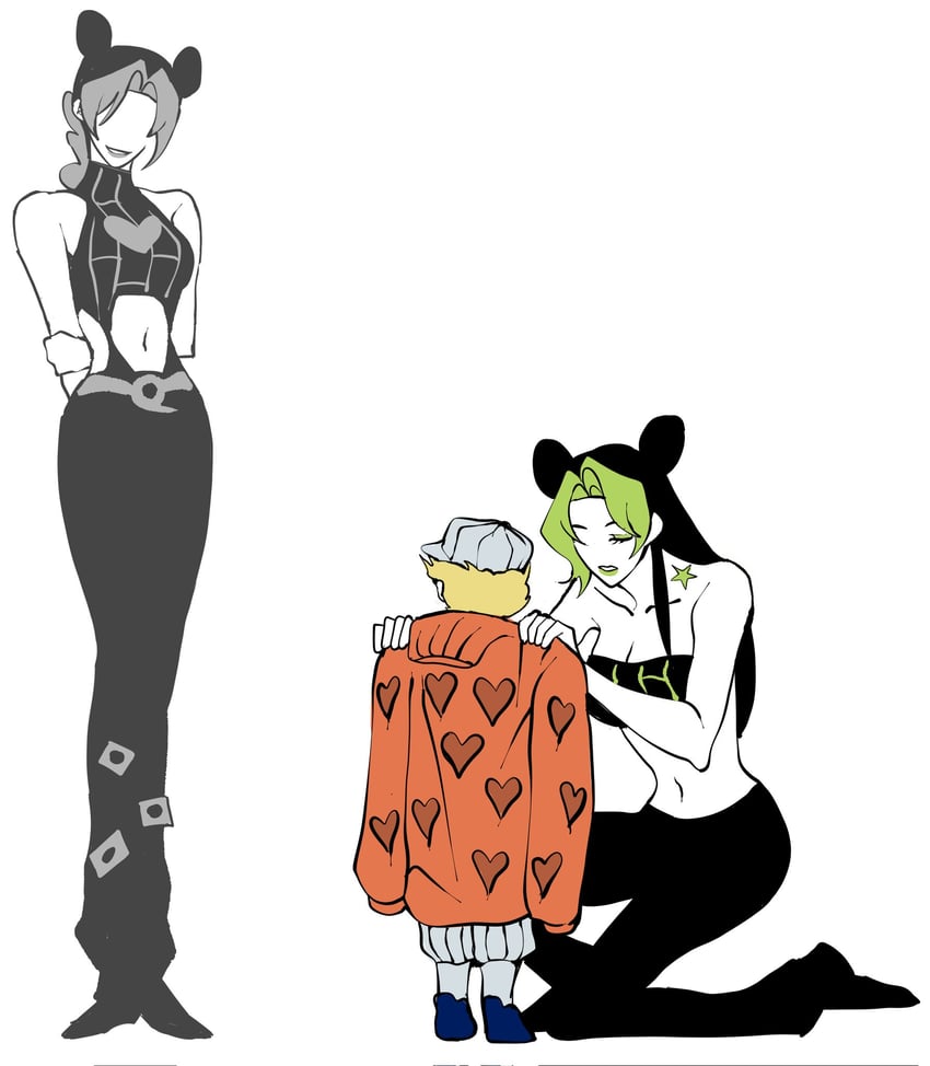 kujo jolyne, emporio alnino, and irene (jojo no kimyou na bouken and 1 more) drawn by clamchowder55
