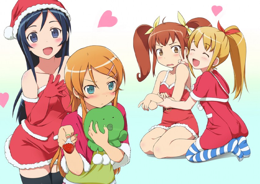 kousaka kirino, aragaki ayase, kurusu kanako, and bridget evans (ore no imouto ga konna ni kawaii wake ga nai) drawn by utamaru_(konomix)