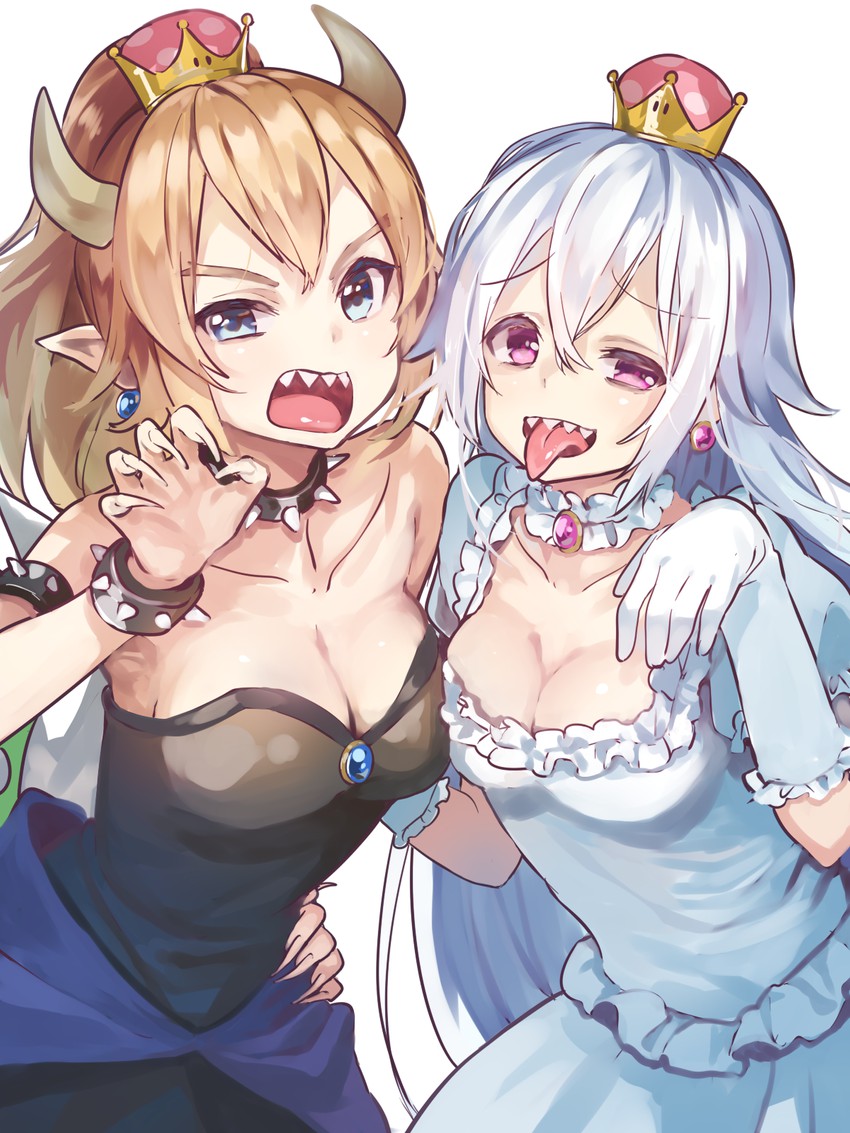 bowsette and princess king boo (mario and 2 more) drawn by pomu_(joynet)