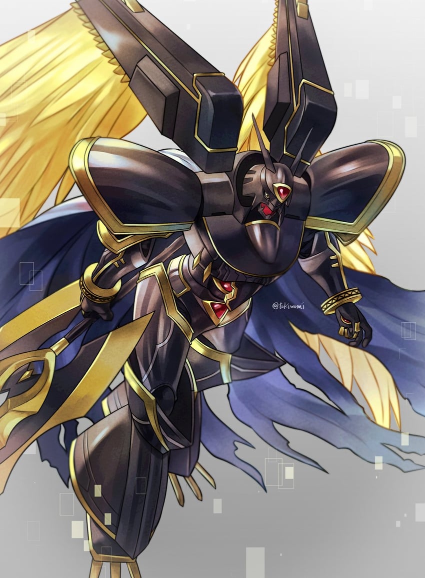 alphamon and alphamon ouryuuken (digimon) drawn by denka_(cloudy-gray)