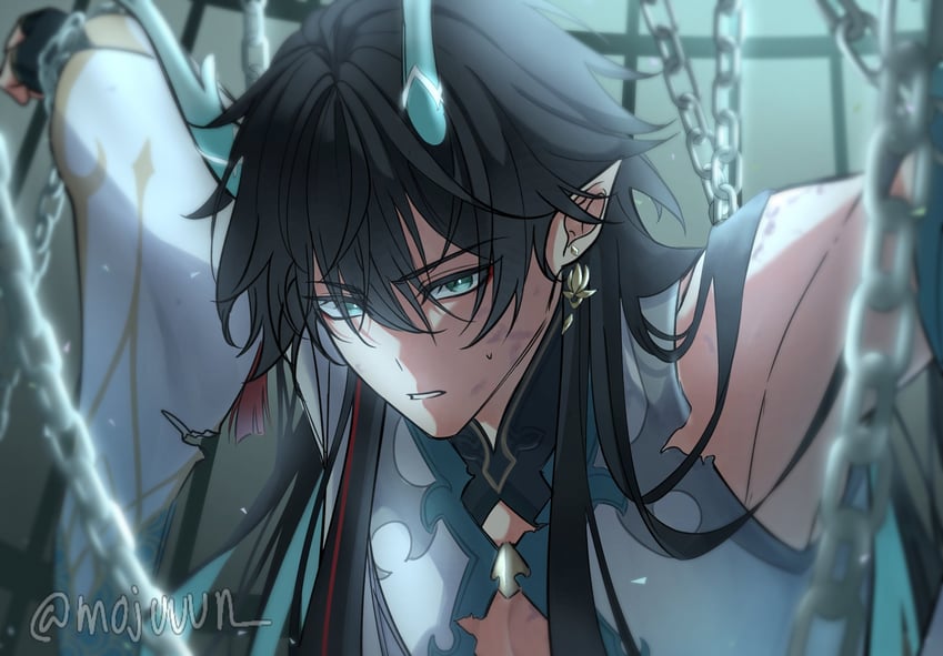 dan heng (honkai and 1 more) drawn by junjunie