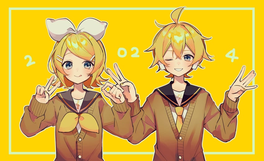 kagamine rin and kagamine len (vocaloid) drawn by sazanami_(ripple1996)