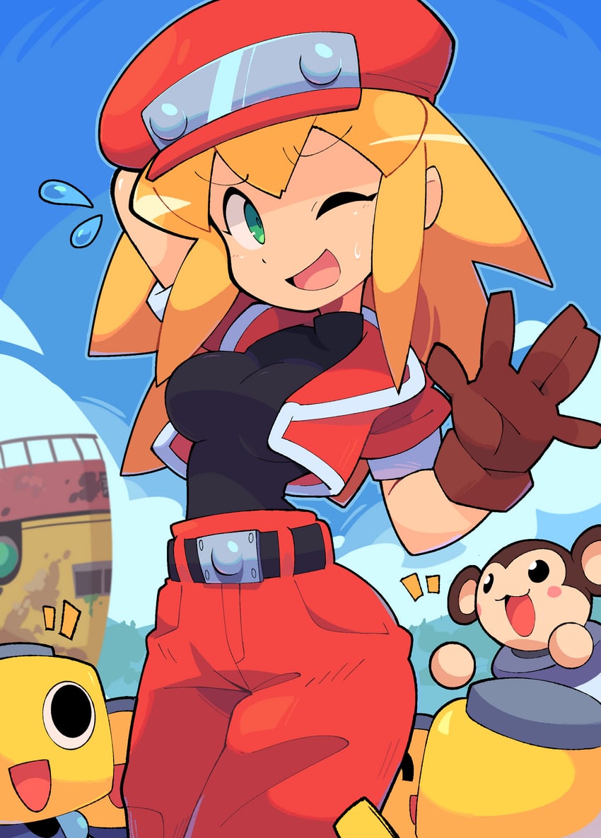 roll caskett, servbot, and data (mega man and 1 more) drawn by bacun