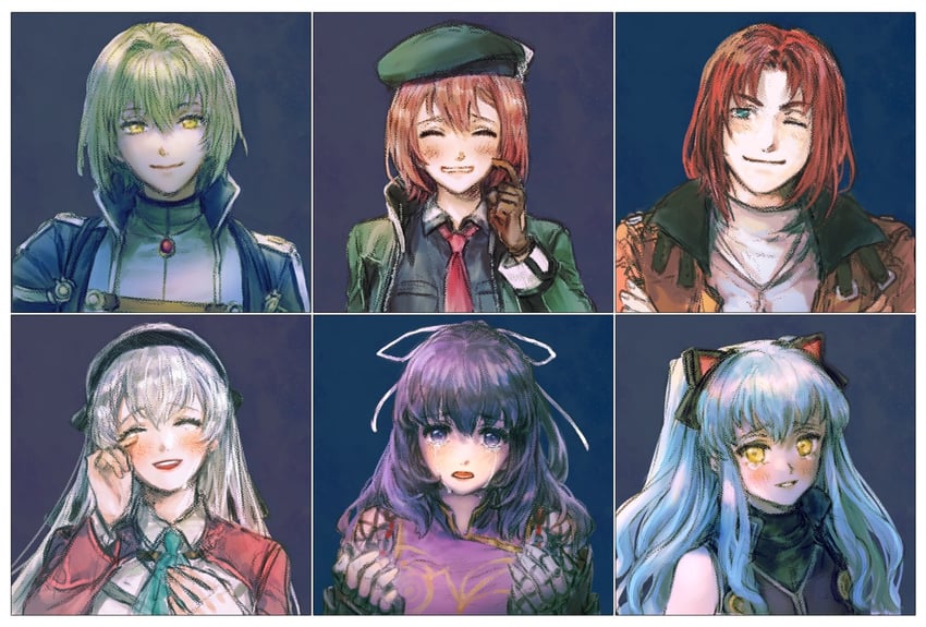 tio plato, elie macdowell, rixia mao, randolph orlando, noel seeker, and 1 more (eiyuu densetsu and 1 more) drawn by gahatree