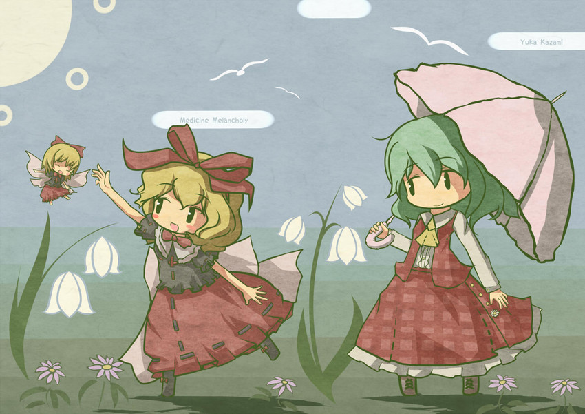 kazami yuuka, medicine melancholy, and su-san (touhou) drawn by akihiyo
