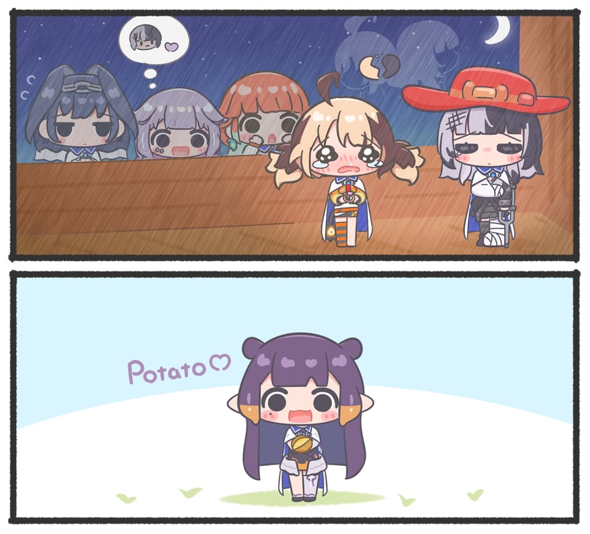 ninomae ina'nis, ouro kronii, takanashi kiara, shiori novella, koseki bijou, and 1 more (hololive and 2 more) drawn by mpien