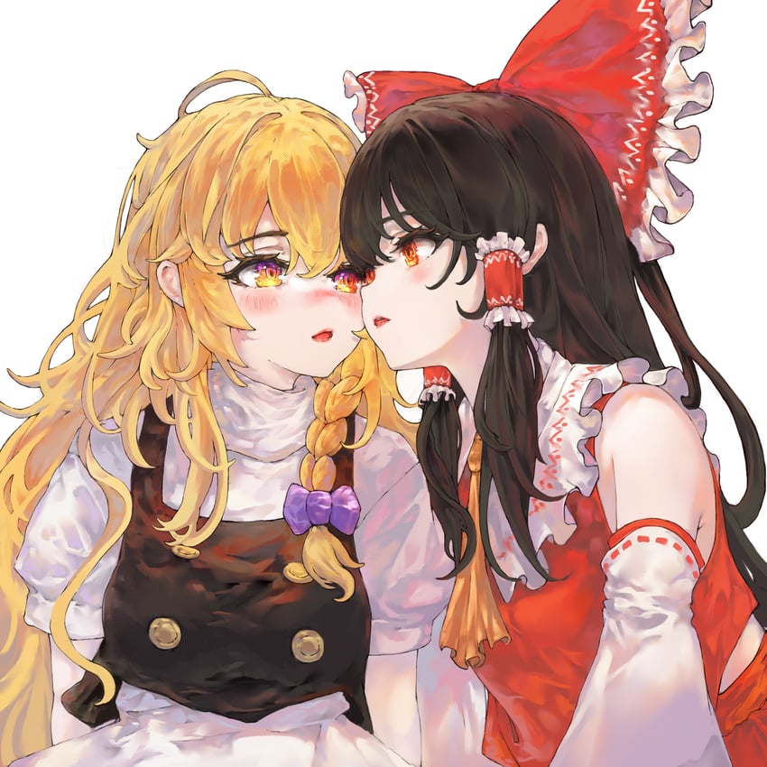 hakurei reimu and kirisame marisa (touhou) drawn by naru_mei