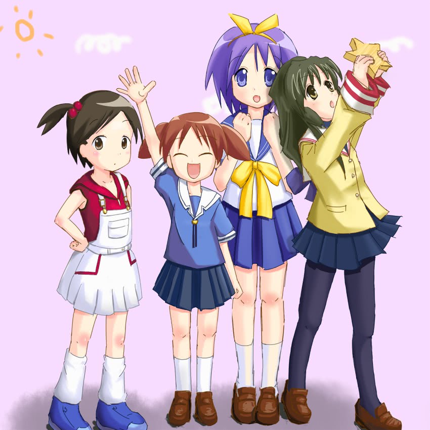 hiiragi tsukasa, ibuki fuuko, itou chika, and mihama chiyo (lucky star and 3 more) drawn by platinum_c