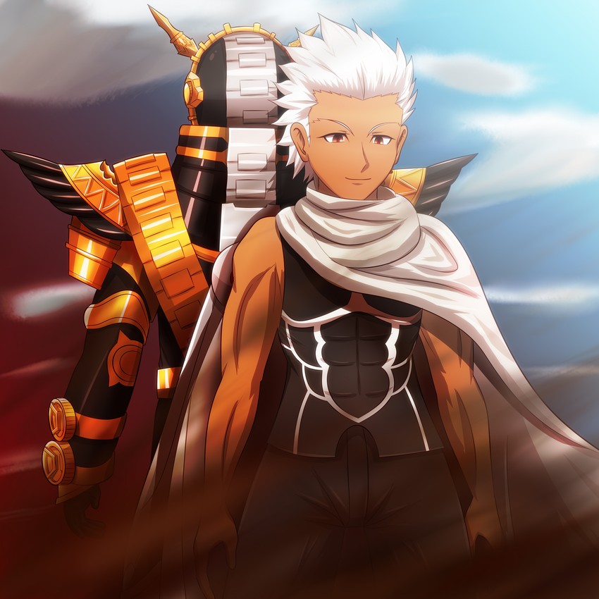 archer and ohma zi-o (fate and 4 more) drawn by ponzu_(anagosan02)
