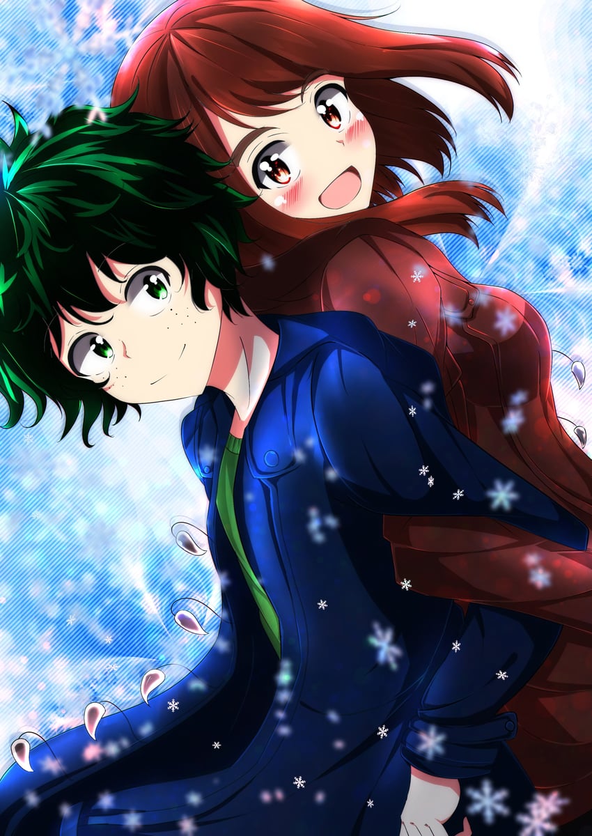 midoriya izuku and uraraka ochaco (boku no hero academia) drawn by utsubo_(u-tubo)
