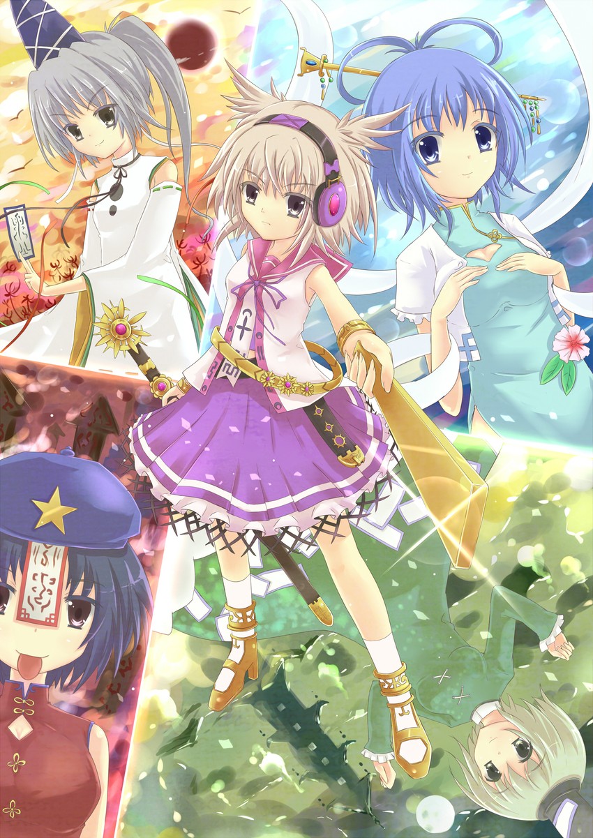 toyosatomimi no miko, mononobe no futo, kaku seiga, miyako yoshika, and soga no tojiko (touhou and 1 more) drawn by tenhi_tsukitori