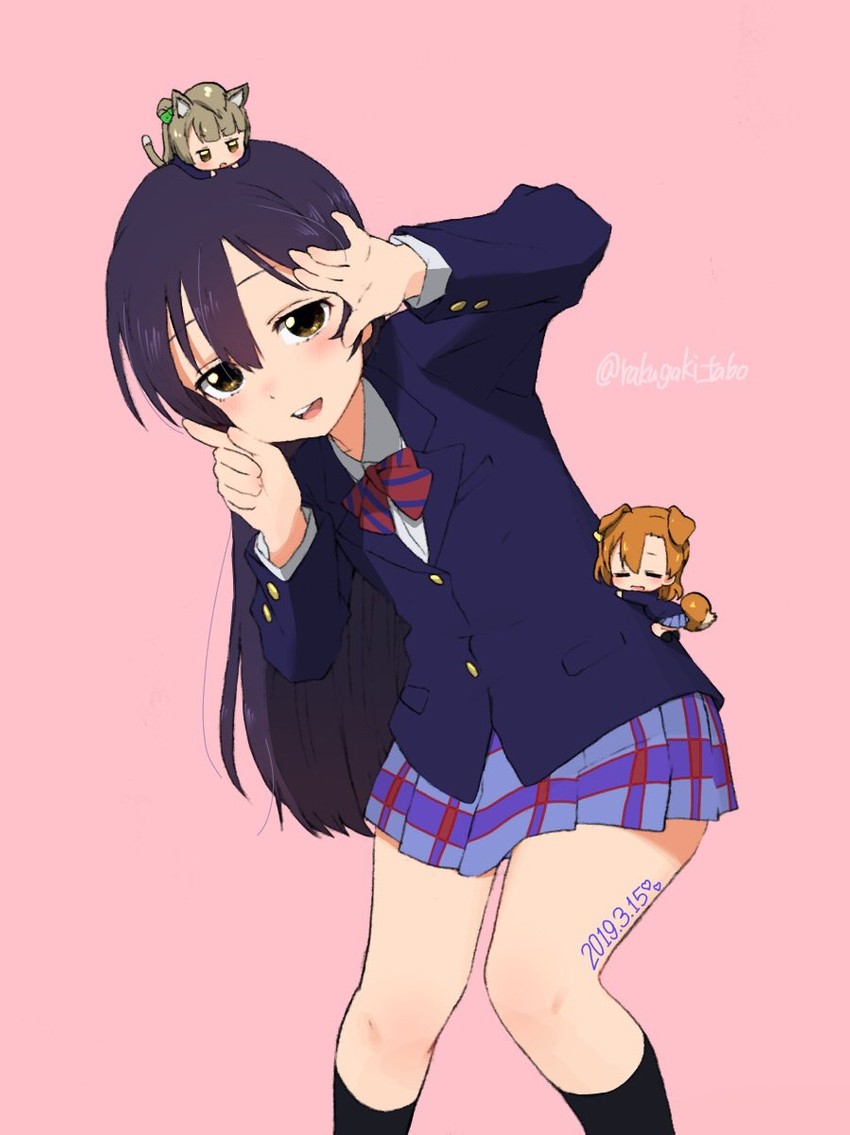 sonoda umi, minami kotori, and kosaka honoka (love live! and 1 more) drawn by turbo_engine_(rakugaki_tabo)
