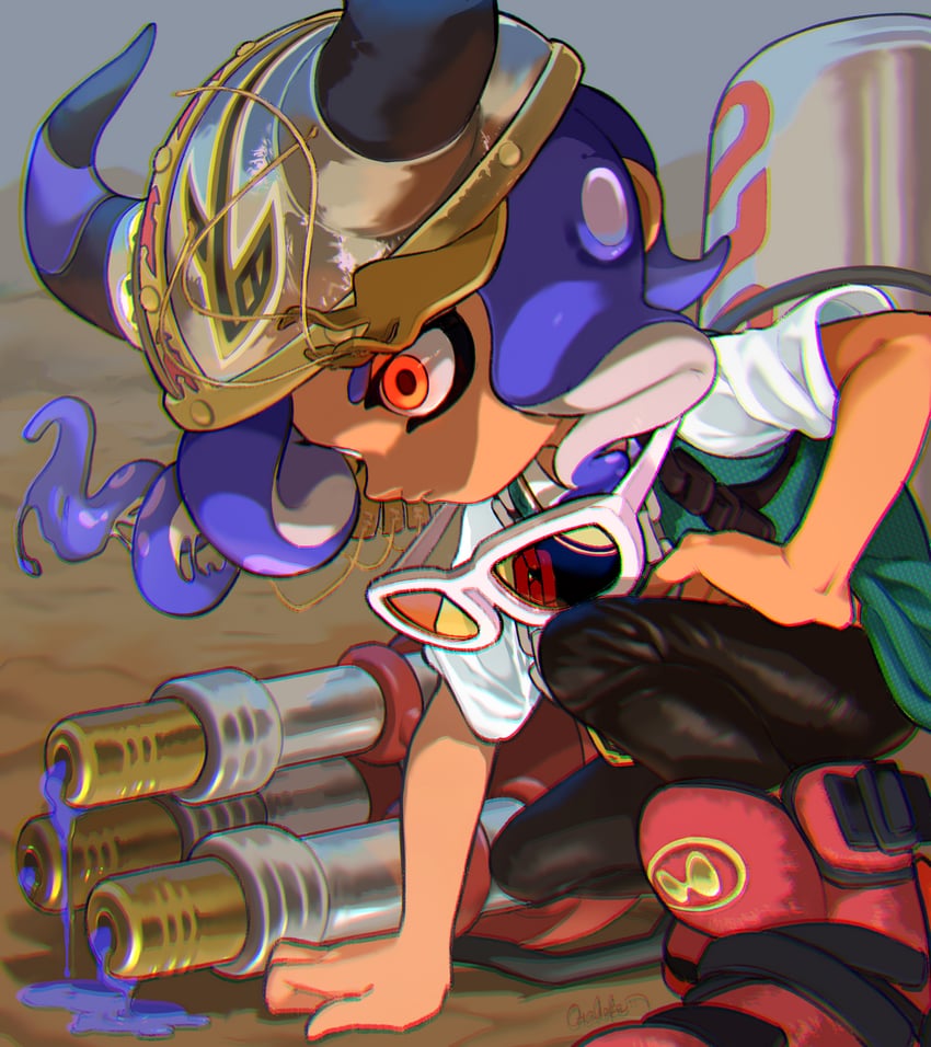 octoling player character and octoling girl (splatoon) drawn by otoboke-san