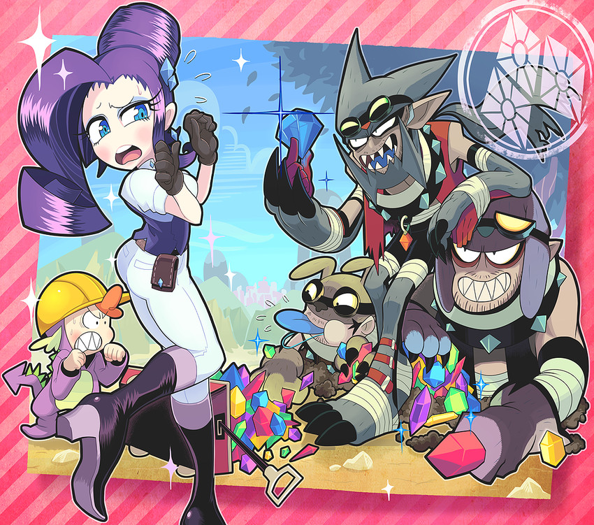 rarity, spike, spot, rover, and fido (my little pony and 1 more) drawn by gashi-gashi