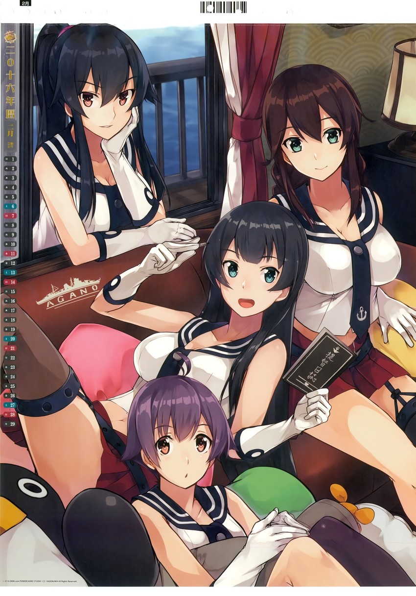 yahagi, noshiro, agano, failure penguin, and sakawa (kantai collection) drawn by konishi_(koconatu)
