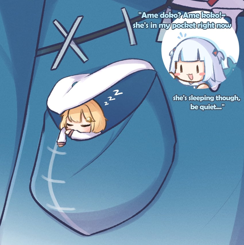 gawr gura, watson amelia, and smol gura (hololive and 1 more) drawn by moon_ldl