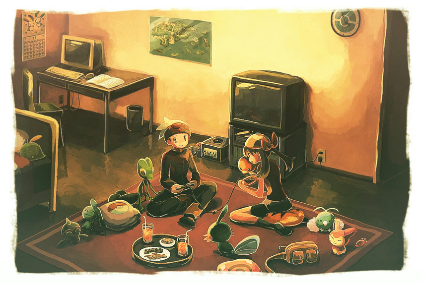 may, brendan, torchic, swablu, treecko, and 6 more (pokemon and 2 more) drawn by sasakure_(mogunonbi)