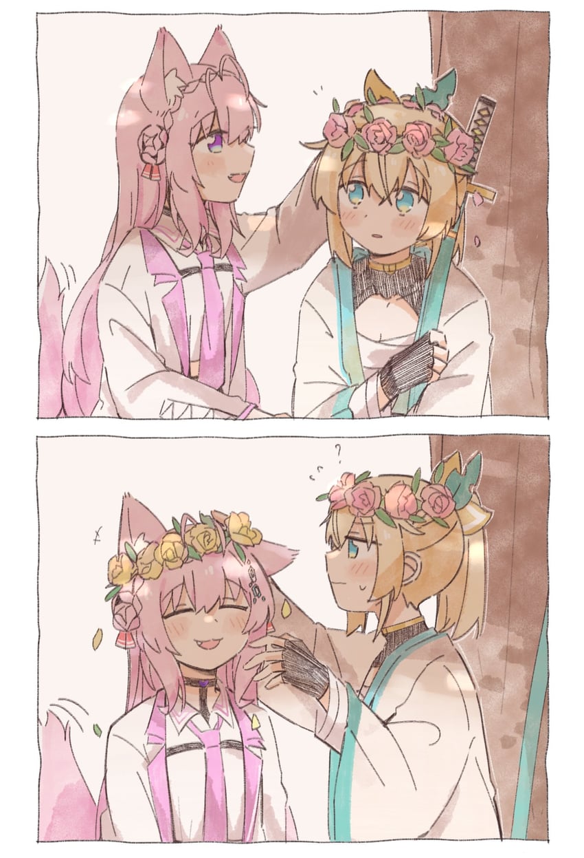 hakui koyori and kazama iroha (hololive) drawn by hateyo