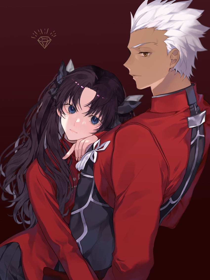 tohsaka rin and archer (fate and 1 more) drawn by shimatori_(sanyyyy)