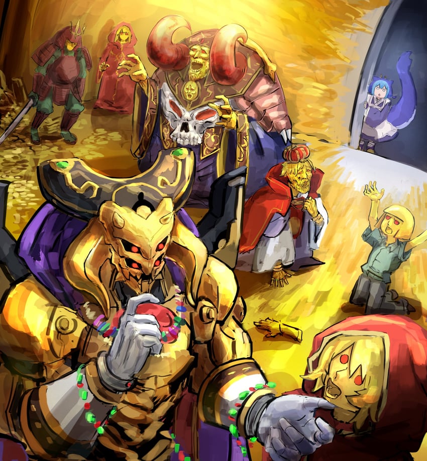 laundry dragonmaid, eldlich the golden lord, skill drain, there can be only one, imperial order, and 3 more (yu-gi-oh!) drawn by hatano_kiyoshi