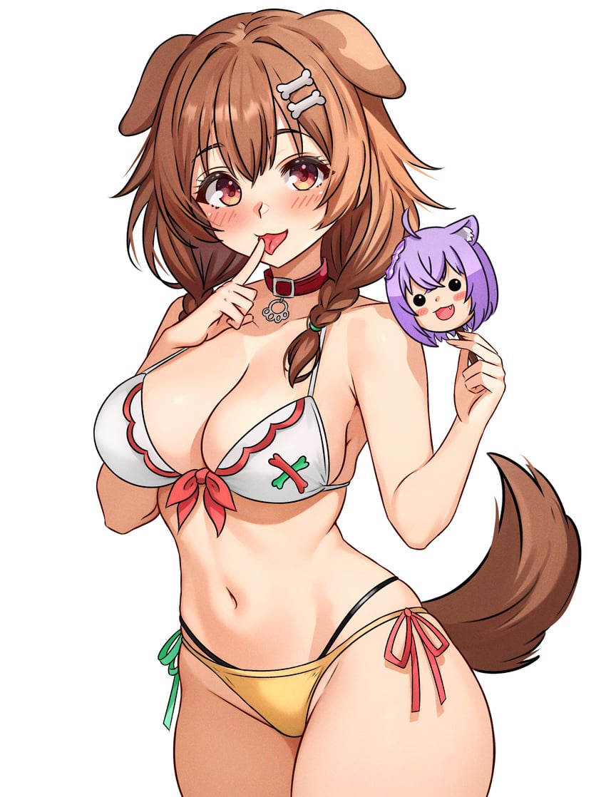nekomata okayu and inugami korone (hololive) drawn by reus_(cetta)