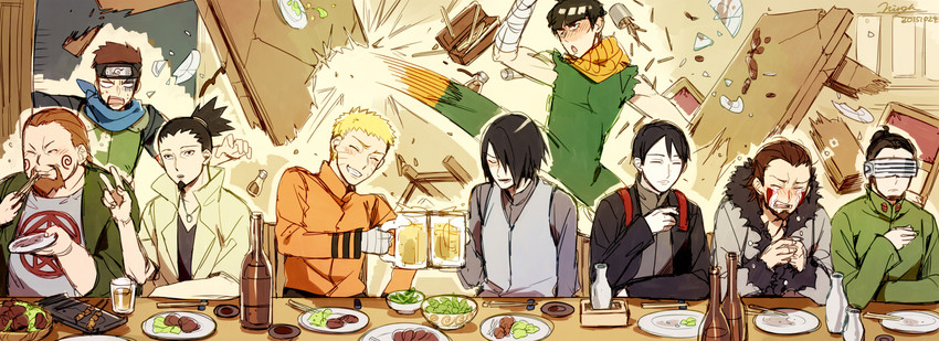 uzumaki naruto, uchiha sasuke, nara shikamaru, rock lee, sai, and 4 more (naruto) drawn by matsunaka_hiro