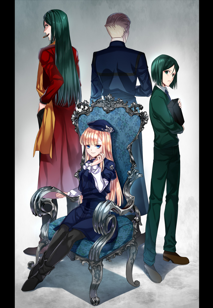 waver velvet, reines el-melloi archisorte, lord el-melloi ii, and kayneth el-melloi archibald (fate and 2 more) drawn by ycco_(estrella)