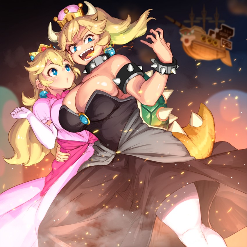 princess peach and bowsette (mario and 1 more) drawn by yana_(nekoarashi)